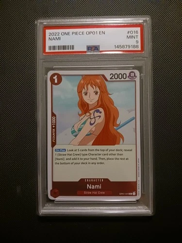 One Piece Card Game TCG Romance Dawn Nami OP01-016 Rare PreErrata PSA 9 1st Wave