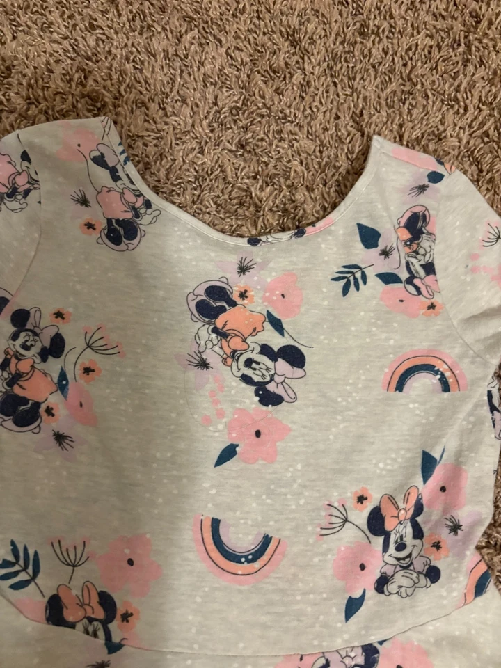 Vestido Disney Jumping Beans Minnie Mouse 8 Gris Falda Volantes Completa Mezcla de Algodón Foto 2 de 3