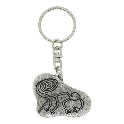 Schlüsselanhänger englisch hergestellt Zinn Nazca Affe Peru Design im Etui