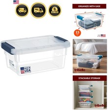 Clear Plastic Storage Bins with Lids 15 Quart Stackable Organizers for Office