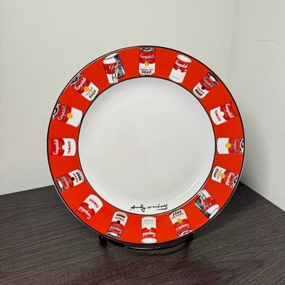 Andy Warhol Pop Art Campbells Soup 8'' Salad Dessert Plates by Block Cans Red