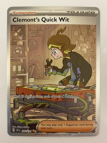Pokémon Clemont's Quick Wit 243/191 Surging Sparks PSA 10 CONTENDER