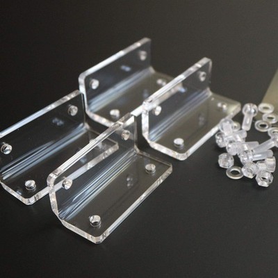 Angled L-Brackets 4-Pack 5mm Clear Acrylic with 20 M5 Bolts Corner Brace