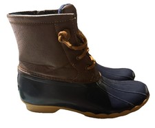 Sperry Duck Boots Women s Size 5 Blue Saltwater Lace Up Rubber Leather