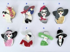 Lea Stein Style Brooches Multiple Vintage Designs Ladies Costume Jewellery