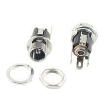 2Pcs DC Power Jack Female 3 Pin Panel Mount Socket Connector DC025M 5.5x2.1mm