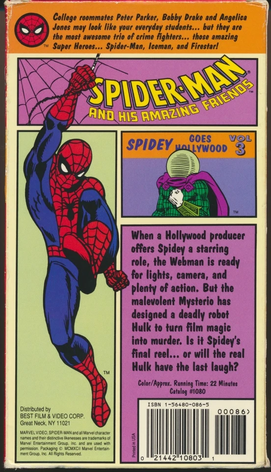 Spider-Man & Amazing Friends 3 Spidey Goes Hollywood (VHS, 1992, Marvel) Used - Image 2 of 3
