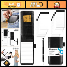 Leather Pocket Notepad Holder with Pen, 3x5" Memo Book  9 Refills for Business,