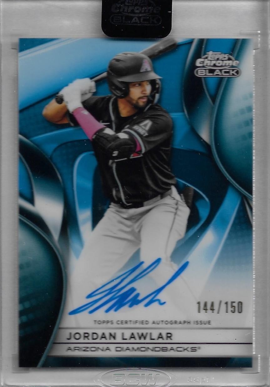 2025 Topps Chrome Black #CBA-JLA Jordan Lawlar Autographs Blue Refractor #/150