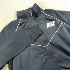 Vintage Nike Track Jacket Black L Blue Tag Spellout Logo Stripe Full Zip