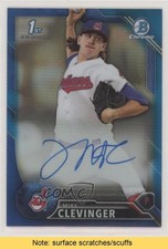 2016 Bowman Chrome Prospects Blue Refractor 99/150 Mike Clevinger Auto READ 2x8