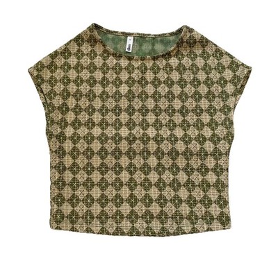Glam Women s Small Textured Argyle Rainbow Metallic Thread Knit Top In Green