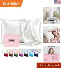 Mulberry Silk Pillowcase - Soft Both Sided with Zipper for Beauty Sleep in White