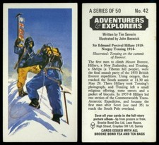 Sir Edmund Hillary #42 Adventurers & Explorers 1973 Brooke Bond Tea Card