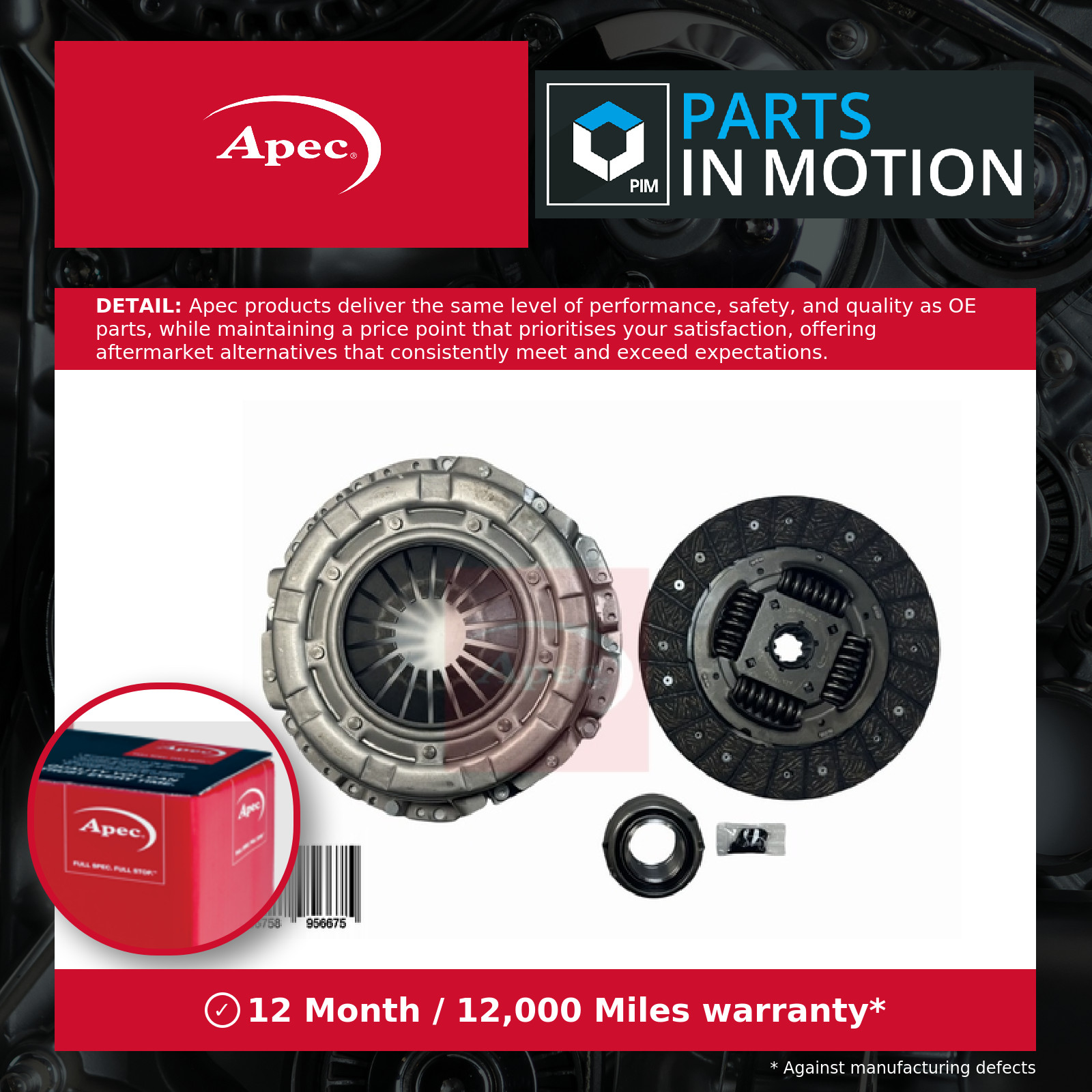 Clutch Kit 3pc (Cover+Plate+Releaser) ACL1320 Apec 300019X426 300019X430 Quality