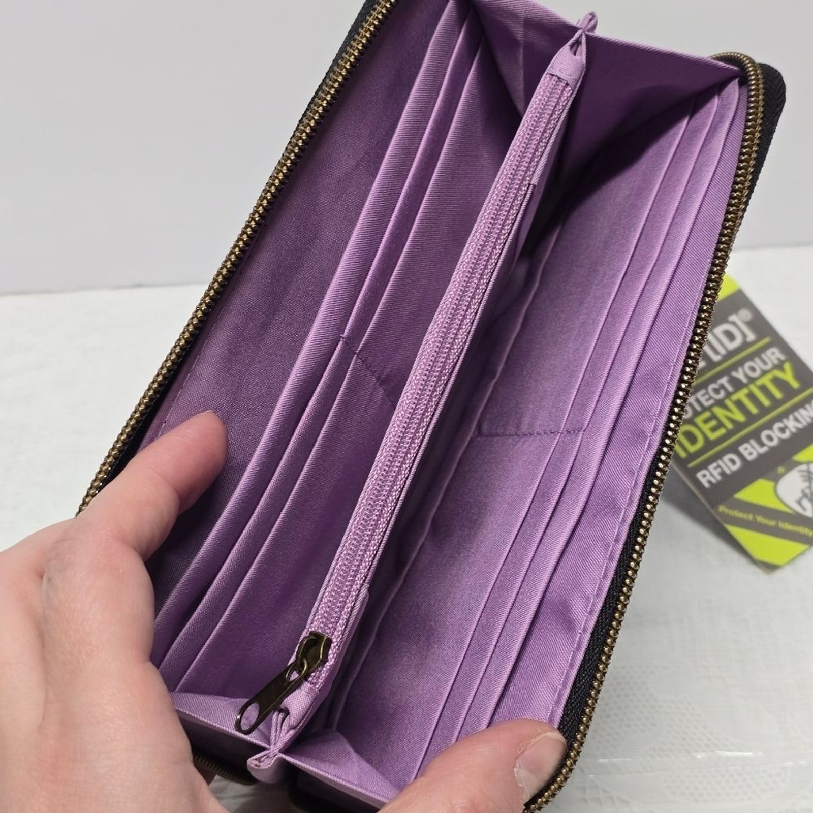 NWT Travelon Safe ID Zip Around 3 Section RFID Blocking Black Travel Wallet