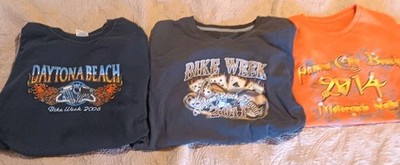 Lot Of 3 Bike Week T-shirts M-XL Daytona Panama City Florida Motorcycle *READ*