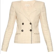 Isabel Marant Etoile Ivory Tweed Flenn Blazer Double Breasted Size EU 34 US 2