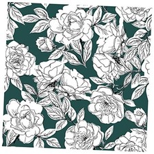 Floral Wallpaper Peel and Stick Boho S: 17.7in x 9.8ft Green/Black/White