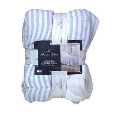 Brooks Brothers Queen Gauze Blanket Cozy Plush on Reverse Side 90