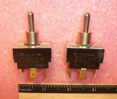 QTY (2) 2219R CARLING MOMENTARY TOGGLE SWITCHES DPDT-N.O. 10A/250Vac, 15A/250Vac