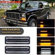 2pcs Bumper Led Drl Signal Lamp For 1980-1986 Ford Bronco F100 F150 F250 F350