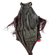Black Bodysuit Tassels Fringe size Medium Women Rodeo Country Cowgirl Western