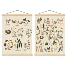 Numbers Animals Alphabet Poster Hanger Frame Set of 2, Forest Animal ABC 123 ...