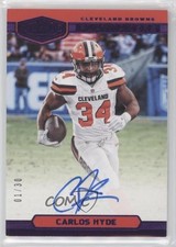 2018 Panini Plates & Patches Playmakers Purple 1/30 Carlos Hyde #PM-CH Auto 8k4