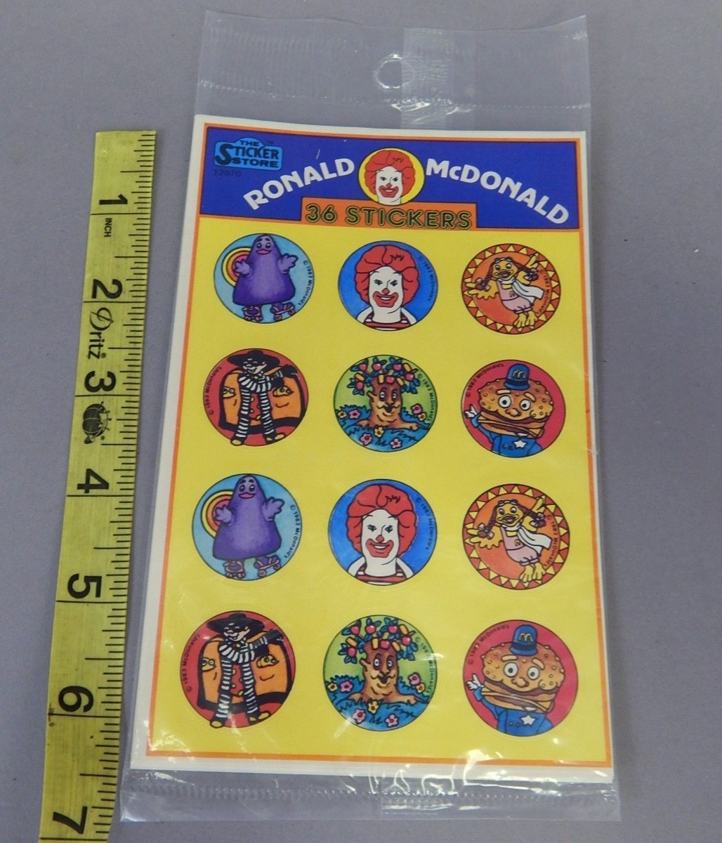3x 36 Ronald McDonalds New Vintage 1983 Stickers Lot Sticker Store