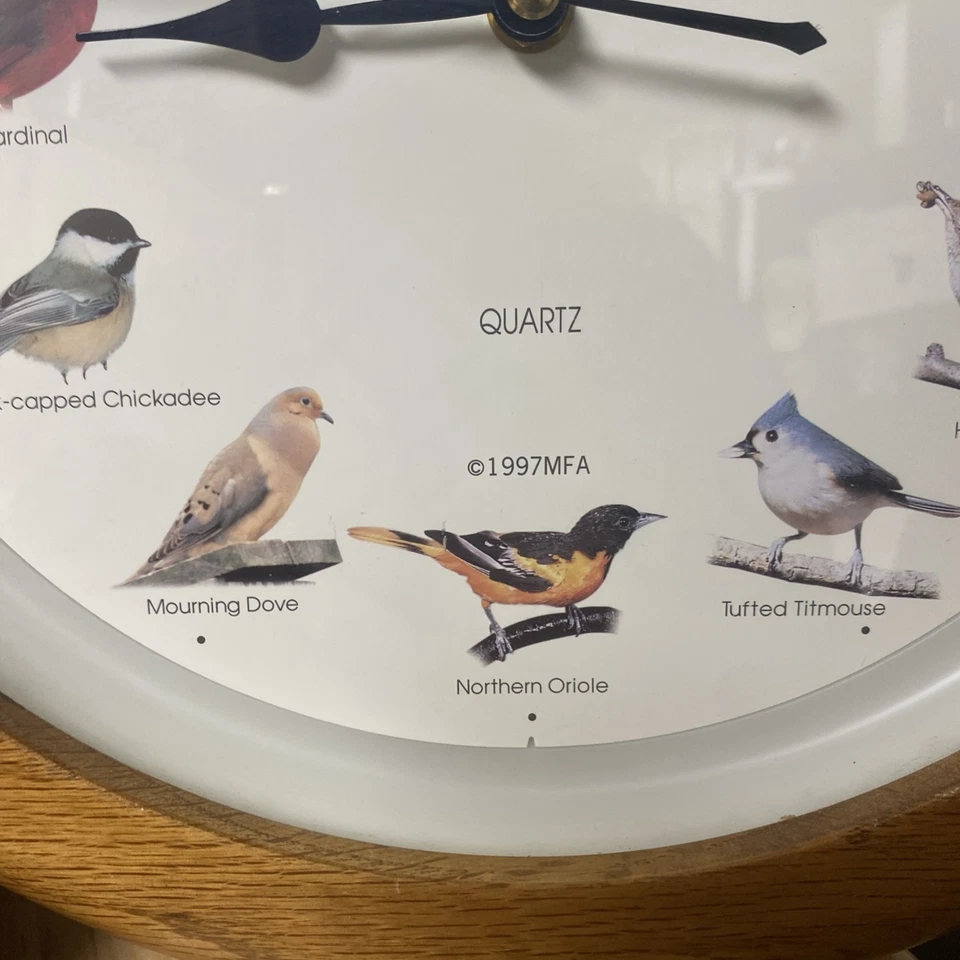 Vintage 1997 MFA Wooden Singing Bird Clock 14” - Image 4 of 4