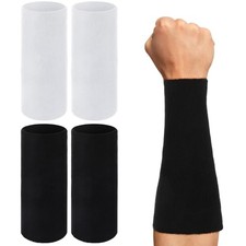 Pcs 9'' Long Wristbands Sweatbands, Elastic Sport Wrist Bands 4 Black, White