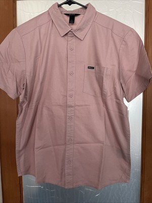 New RVCA Sport Designer Street Style Button Font Short Sleeve Shirt Size M