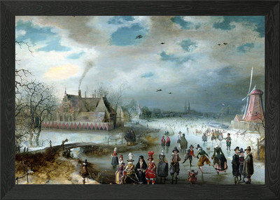 Gerahmtes Wandbild Poster Leinwanddruck Bild Schlittschuhlaufen auf der Amstel