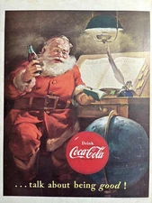 1951 Coca Cola Drink Soda Santa Talk About Being Good Good Boys VTG Print Ad