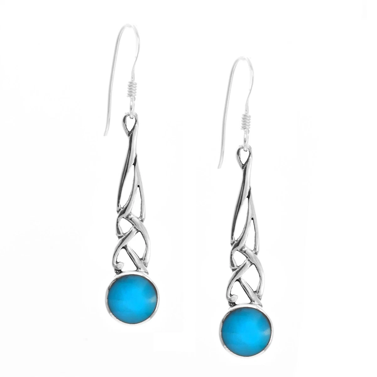 Orecchini turchesi della Bella Addormentata: pendenti fatti a mano in argento sterling 925 - Italia