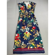 Basic Model Floral Maxi Dress V Neck Sleeveless Summer Dress Size Small