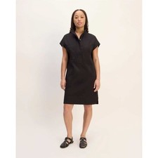 Everlane The Easy Workwear Dress Women's L Black Organic Cotton No Collar Canvas