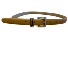 Womans NINE WEST Brown Genuine Leather Belt Silver Tone Buckle Size Med