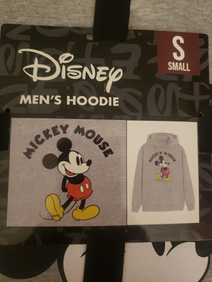 Disney Mickey Mouse Mens  Hoodie Mens Small (S) Grey 42  Sweatshirt NWT