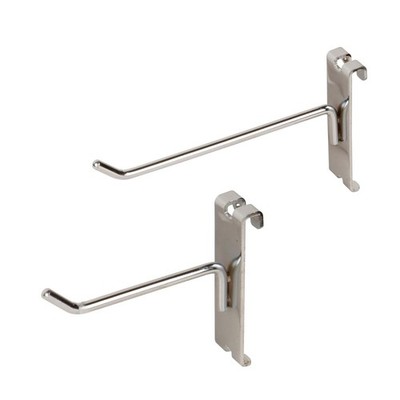 Dazzling Displays Chrome Metal Gridwall Hooks, Box of 12 - Six 4-Inch