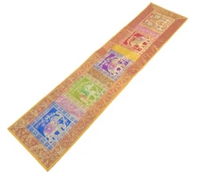 Table Runner Banarasi Home Decor Ethnic Elephant Woven Rectangular Dining Cloth