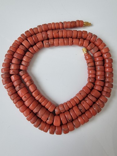 77 gr Antique Vintage Ukrainian Coral Beads Natural Undyed Coral Necklace - Picture 13 of 23