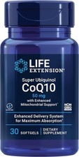 LIFE EXTENSION SUPER UBIQUINOL COQ10 Herz 50mg  30 Weichkapseln SUPER PREIS