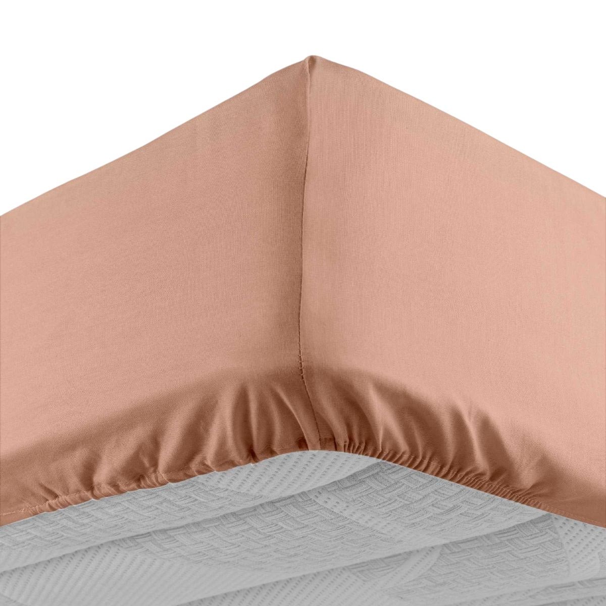 Drap housse 180x200 rose blush Lina idéal pour chambre parentale cosie