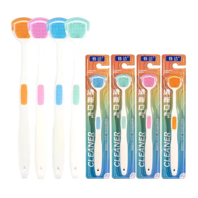 Soft Tongue scraper cleaner brush handle floss tounge cure bacteria fresh breath
