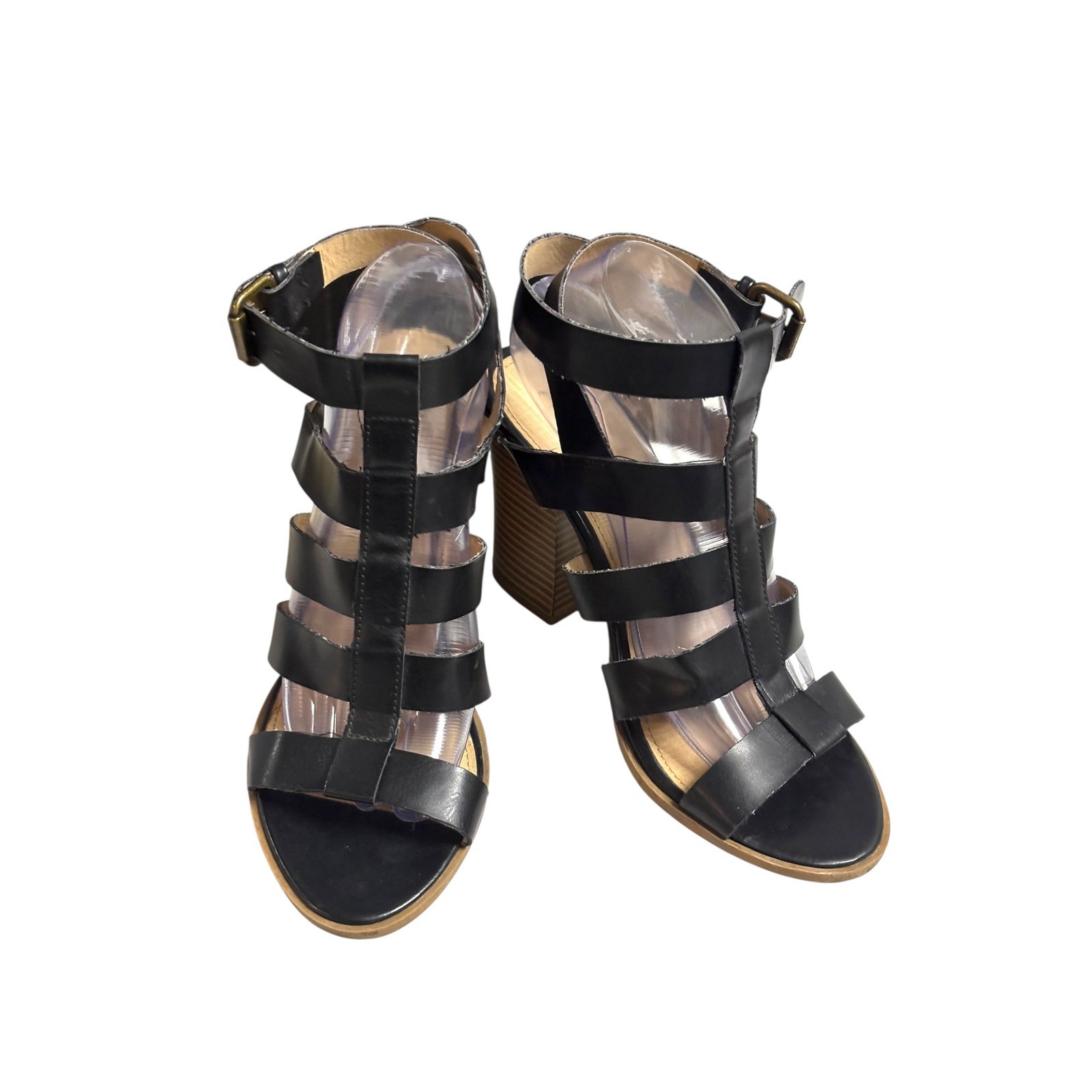 American Eagle Black Gladiator Block Heel Sandals Women's Size 9.5 image 2