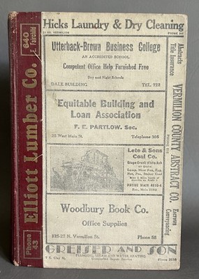 Vintage Danville Illinois 1938 City Directory Advertising Genealogy History Polk