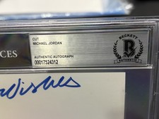 Michael Jordan Signed Autograph Beckett AuthenticEncapsulated 6x9 Page