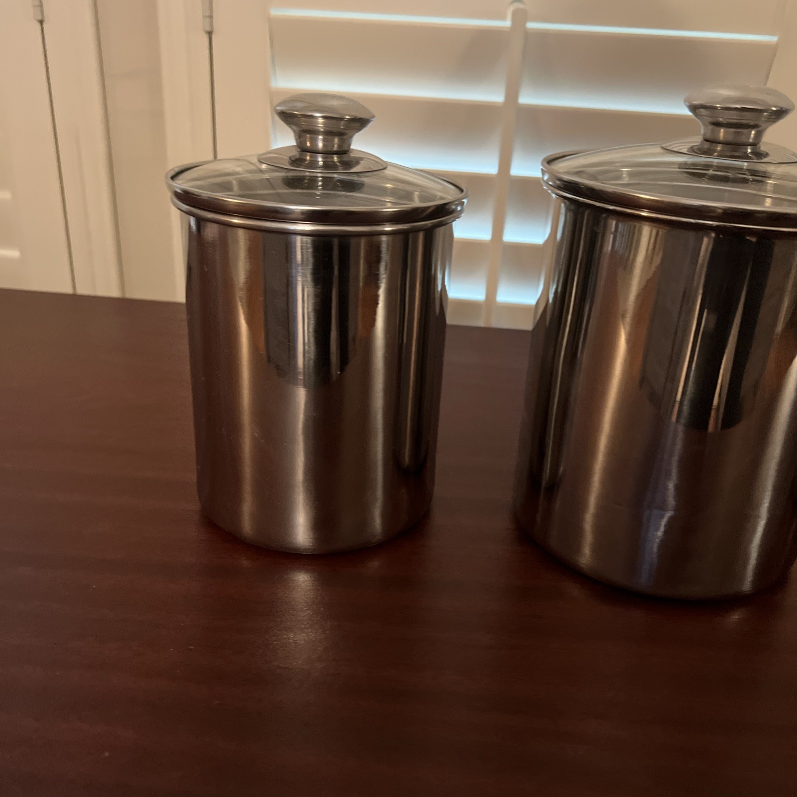 Williams Sonoma 3-Piece Stainless Steel Canister Set 18/10 Glass Lid